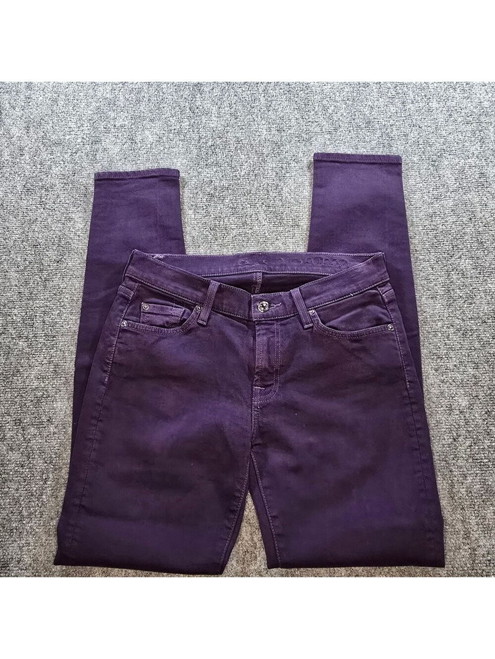7 For All Mankind Skinny Jeans Womens 28 Purple Plum Stretch Denim